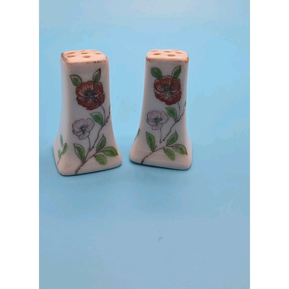 Vintage Handpainted Floral Porcelain Salt & Pepper Shaker Made in Occupied Japan